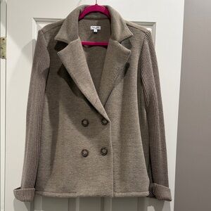 Splendid Women’s Singrid Double-Breasted Wool Blend Brown Pea Coat Jacket - L